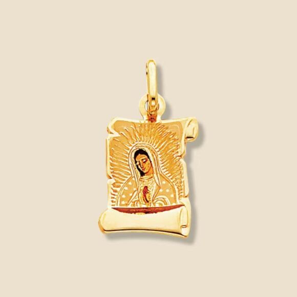 Guadalupe Virgin Mary 14k Solid Gold Pendant | Birthday Gift | Faith | Holiday | - Picture 1 of 8